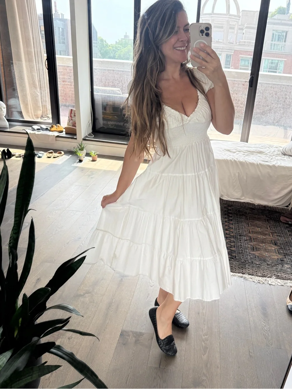 Danielle Bernstein Cotton Smocked Midi Dress - Picture 7 of 10